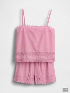 GAP Pink Eyelet Cotton Cami Pajama Set
